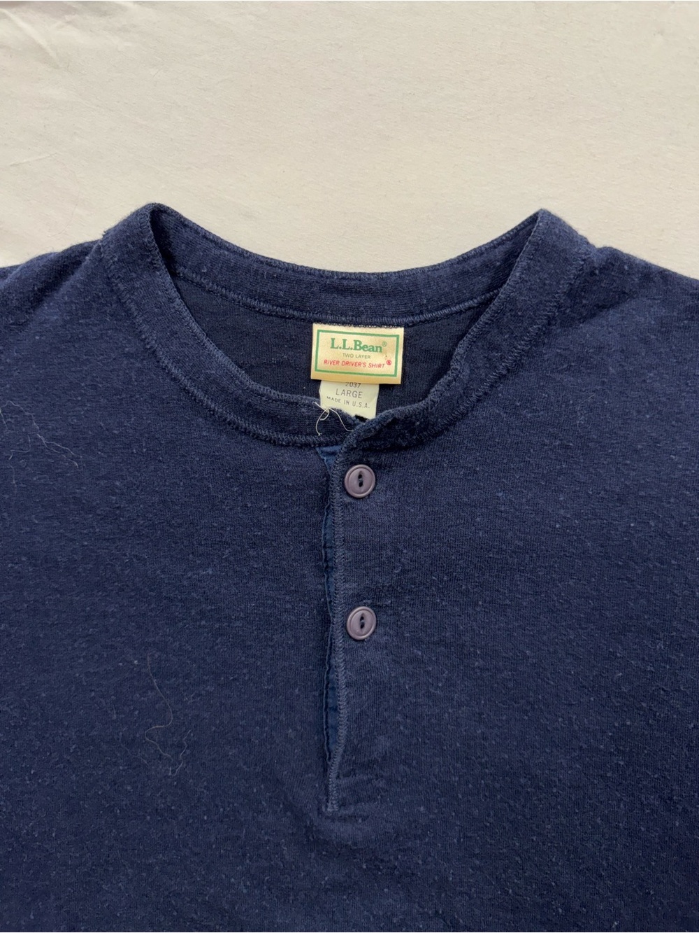 Vintage LL Bean River Divers Shirt Mens Large Henley Neck Thermal Outdoor Blue